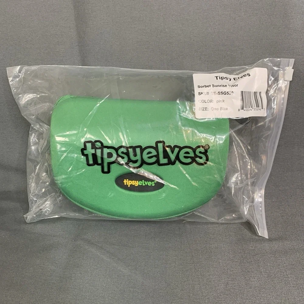 New Tipsy Elves Sorbet Sunrise Visor Glasses Pink Hard Case Mirrored One Size